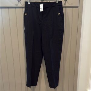 J. Crew Black Linen Sailor Style Trousers with Button Detail